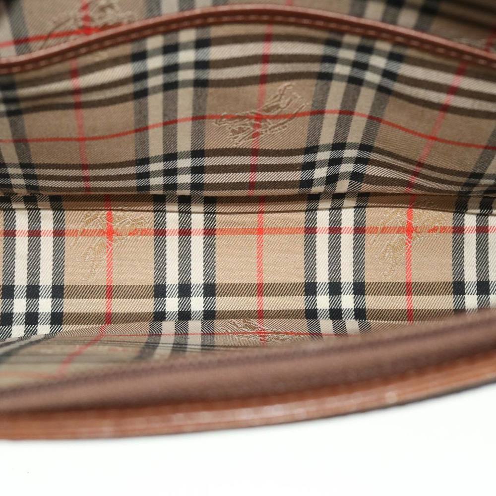 Burberrys Clutch Bag Leather Brown Auth 51663 - Picture 11 of 16